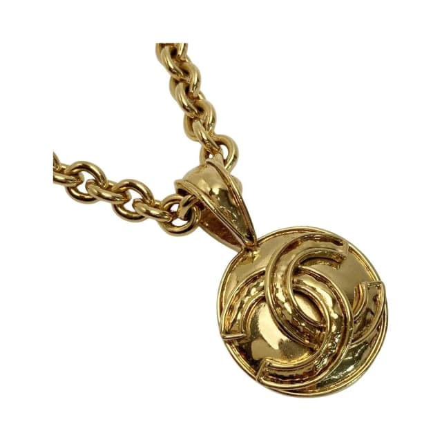Chanel 94P Coco Mark Round Necklace 94 P Gold Plated Vintage in Gold from The Reluxe, photo 1 of 1