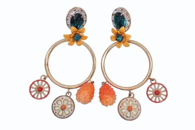 Dolce & Gabbana Earrings Flower Motif Orange Multicolor Gold in Orange from The Reluxe, photo 1 of 1