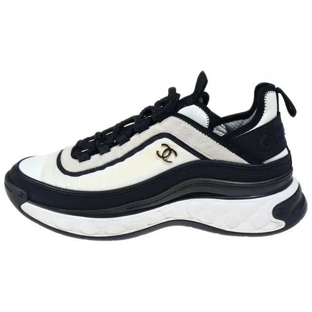Chanel CC Logo Fabric Low-Top Sneakers White in White from The Reluxe, photo 1 of 1