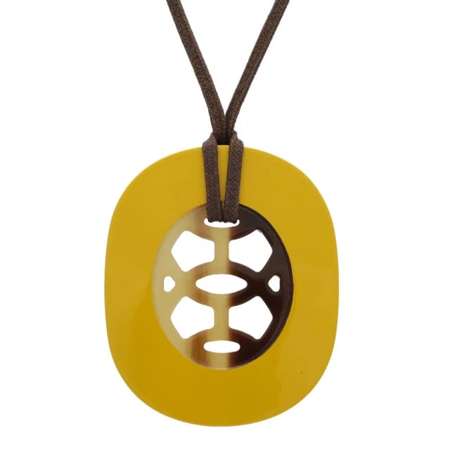 Hermès Lift PM Pendant Buffalo Horn Lacquer Yellow Brown in Brown from The Reluxe, photo 1 of 1