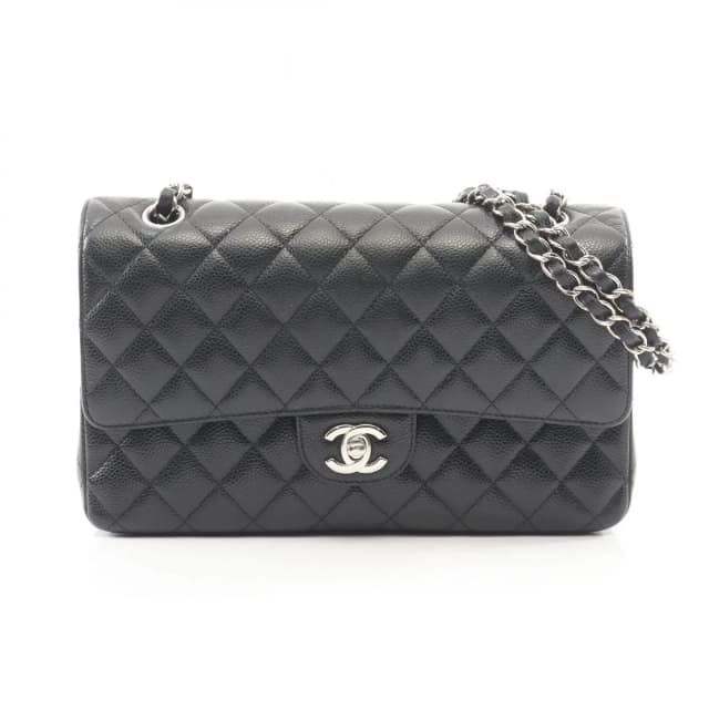 Chanel Shoulder Bag Quilted Double Flap Black Caviar Leather Chain in Black Caviar leather from The Reluxe, photo 1 of 1