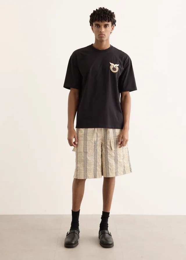 Commas Rope Stripe Pocket Shorts in Cream / Navy, image 1 of 1 from Incu