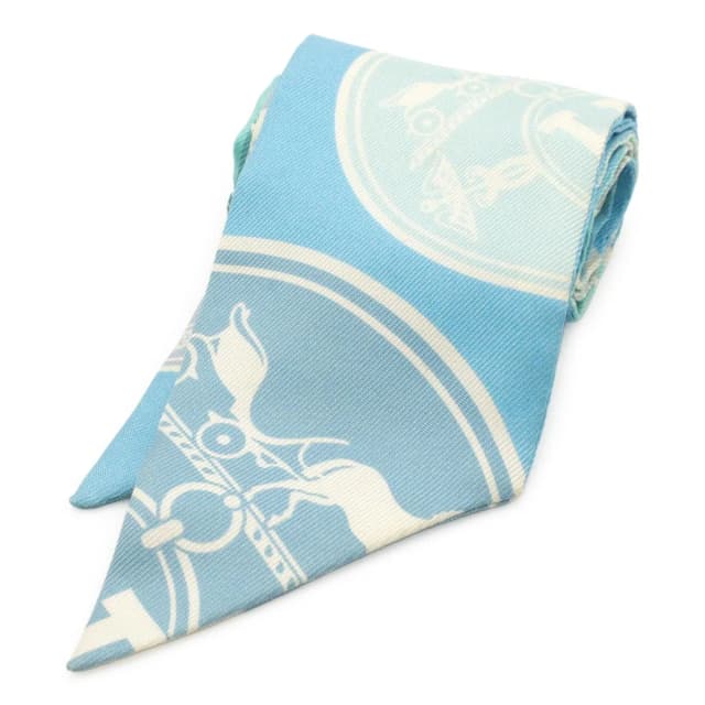 Hermès Twilly Scarf Bag Ex Libris les Confettis Ex Confetti 100% Silk Blue in Blue Silk from The Reluxe, photo 1 of 1