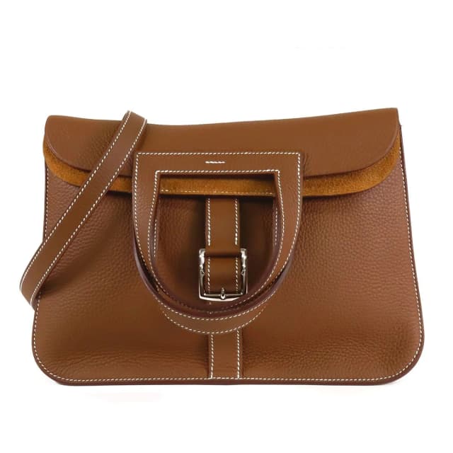 Hermès Halzan 31 Silver Taurillon 2-Way Shoulder Bag in Silver from The Reluxe, photo 1 of 1