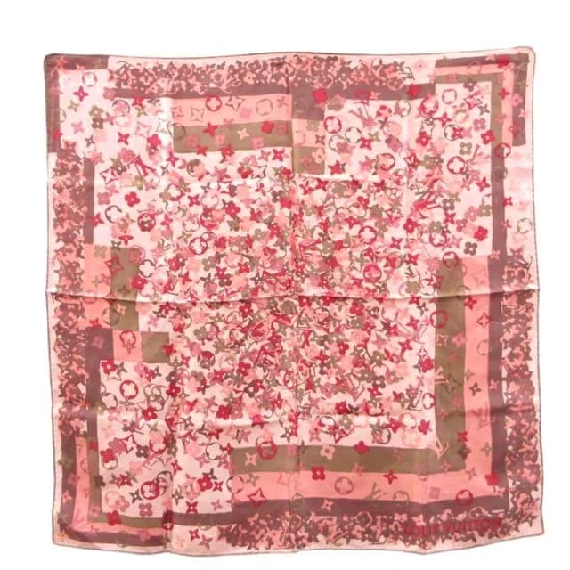 Louis Vuitton Monogram Print Carre Silk Scarf Pink in Pink Silk from The Reluxe, photo 1 of 1