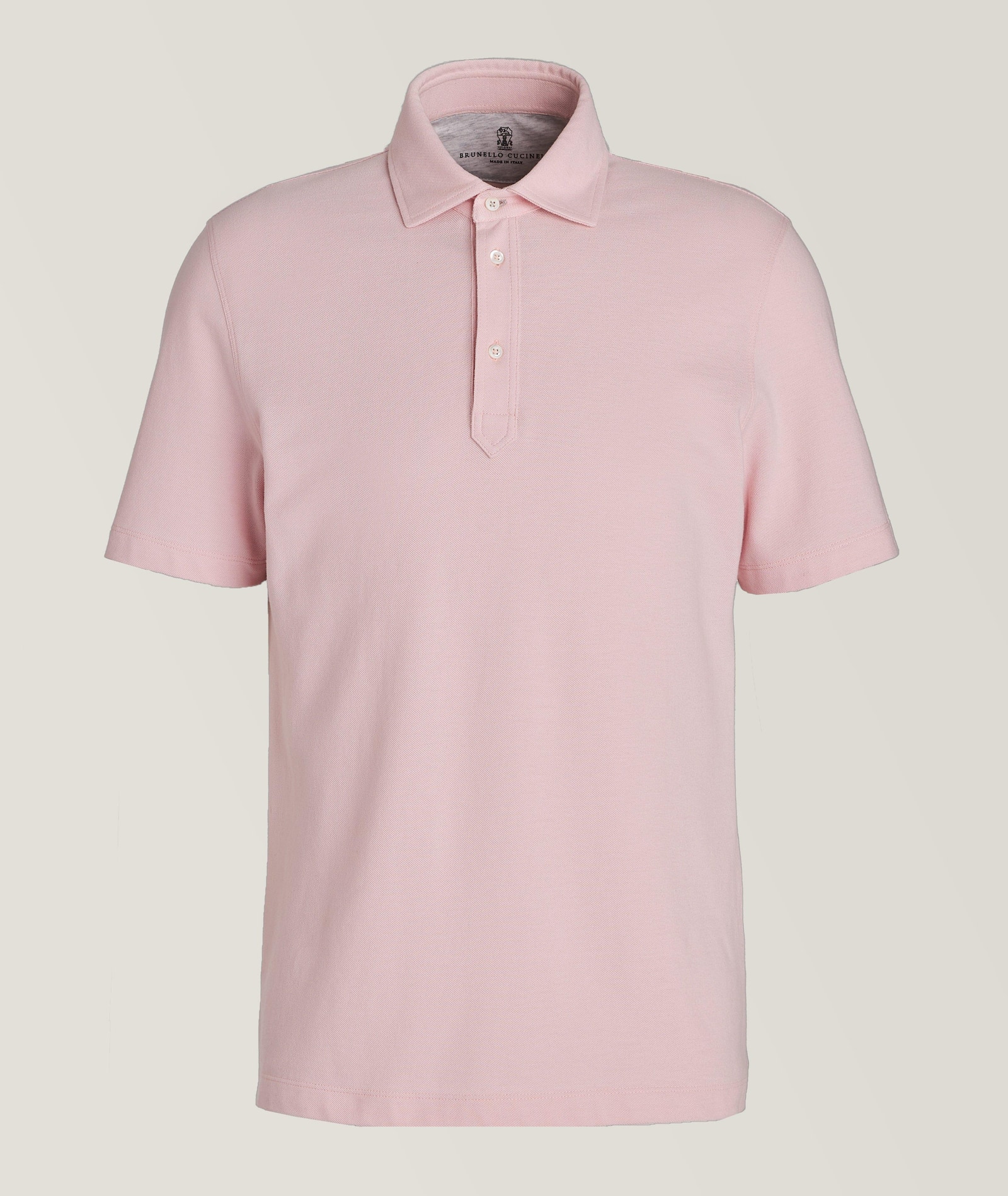 Brunello Cucinelli Cotton Piqué Polo Shirt in Pink 100% cotton piqué, image 1 of 1 from Harry Rosen