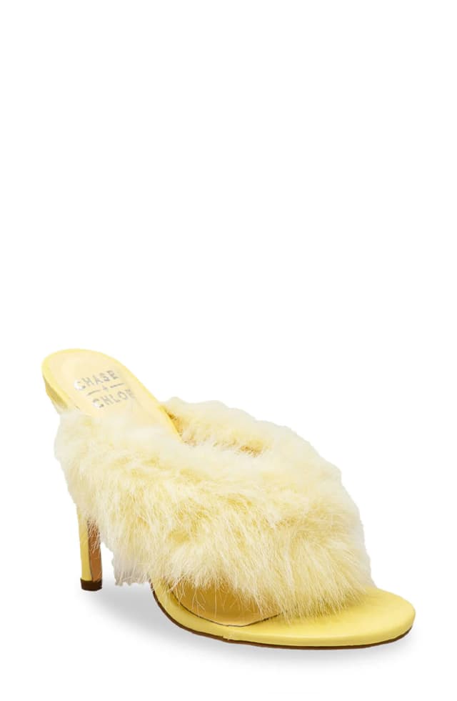 CHASE AND CHLOE Post Toe Faux Fur Stiletto Sandal, image 1 of 1 from Nordstrom Rack
