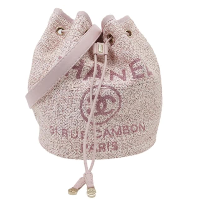 Chanel Deauville Lurex Boucle Drawstring Bag Pink in Pink from Dallas Designer Handbags, photo 1 of 1