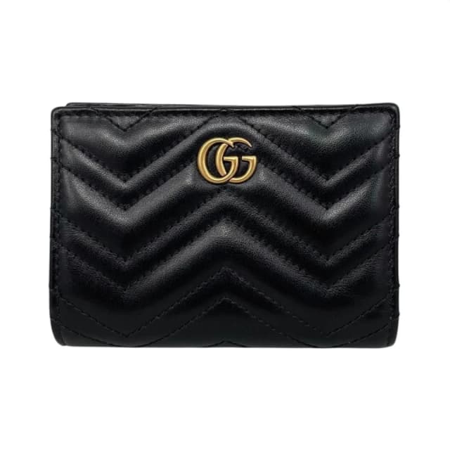Gucci Bifold Wallet Double Quilted Leather Logo Black Gold in Black Leather from The Reluxe, photo 1 of 1