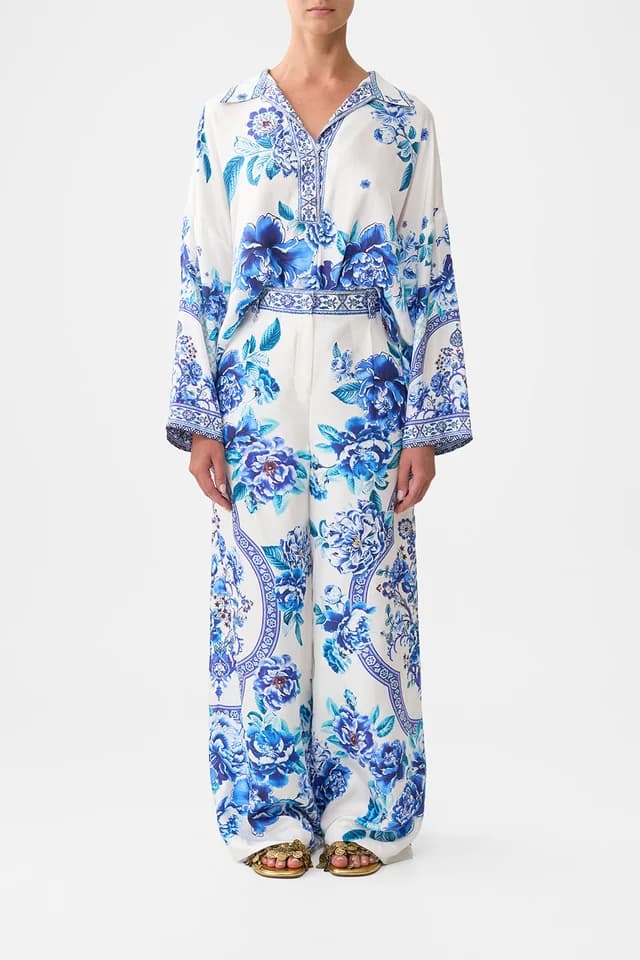 Camilla eBoutique WIDE LEG WAISTED PANT A CERAMIC GARDEN, image 1 of 1 from CAMILLA