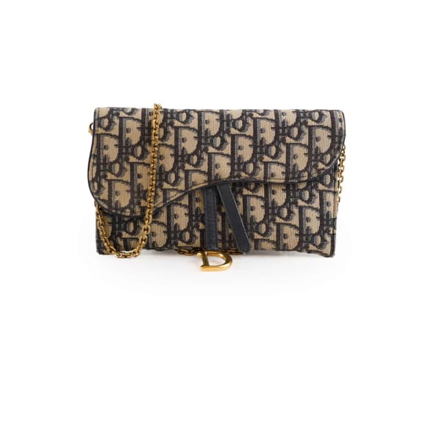 Dior Long Saddle Wallet on Chain in Canvas from The Purse Affair, photo 1 of 1