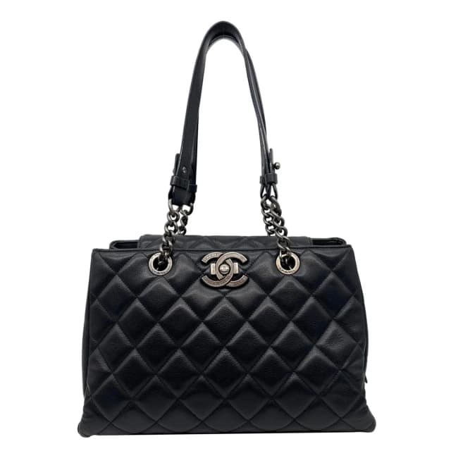 Chanel City Rock Quilted Leather Shopping Tote Bag Black in Black Leather from Dallas Designer Handbags, photo 1 of 1