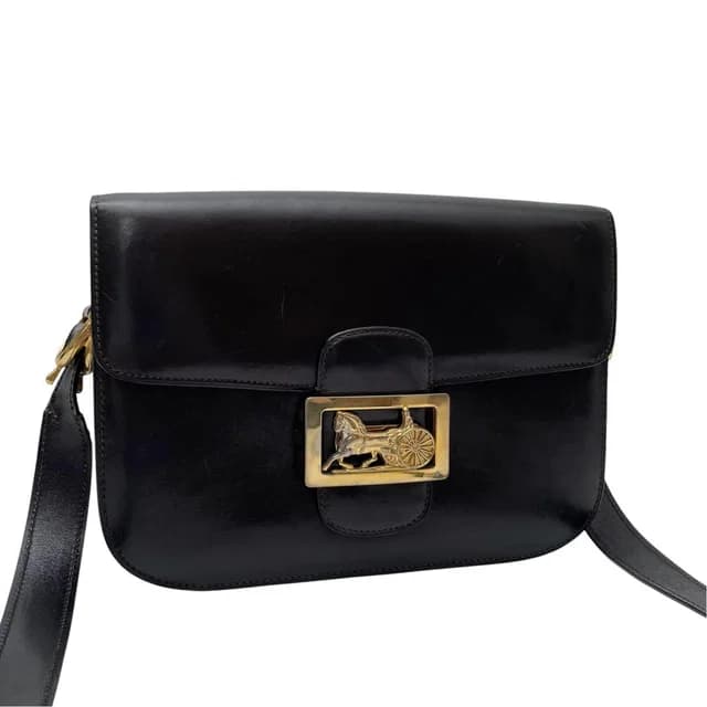 Celine Carriage Logo Gold Shoulder Bag Dark Brown in Brown Leather from The Reluxe, photo 1 of 1