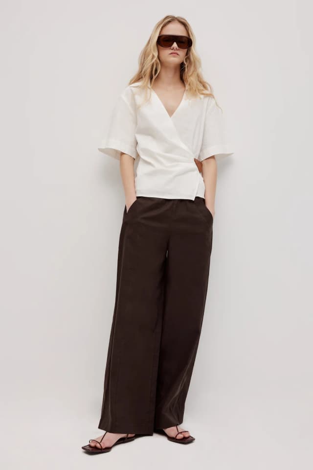 Aje Studio Sable Wrap Shirt in WHITE, image 1 of 1 from Aje