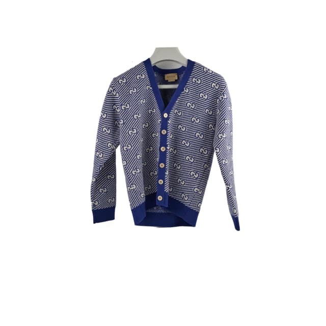 Gucci Sweater Blue/White Girls Size 8 in White Wool from The Purse Affair, photo 1 of 1
