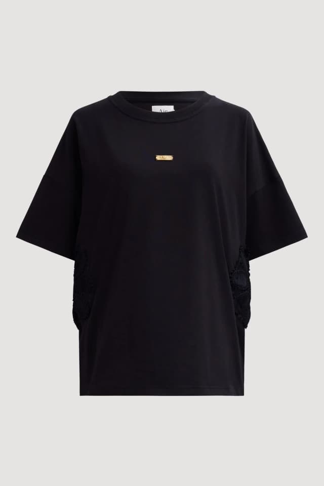 AJE Daphne Oversized Tee in BLACK, image 1 of 1 from Aje