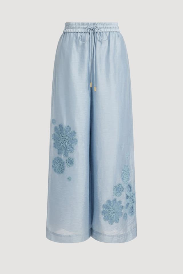 AJE Gia Embroidered Pant in DUCK EGG, image 1 of 1 from Aje