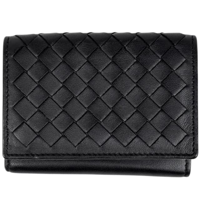 Bottega Veneta Trifold Wallet Intrecciato Leather Black in Black Woven leather from The Reluxe, photo 1 of 1