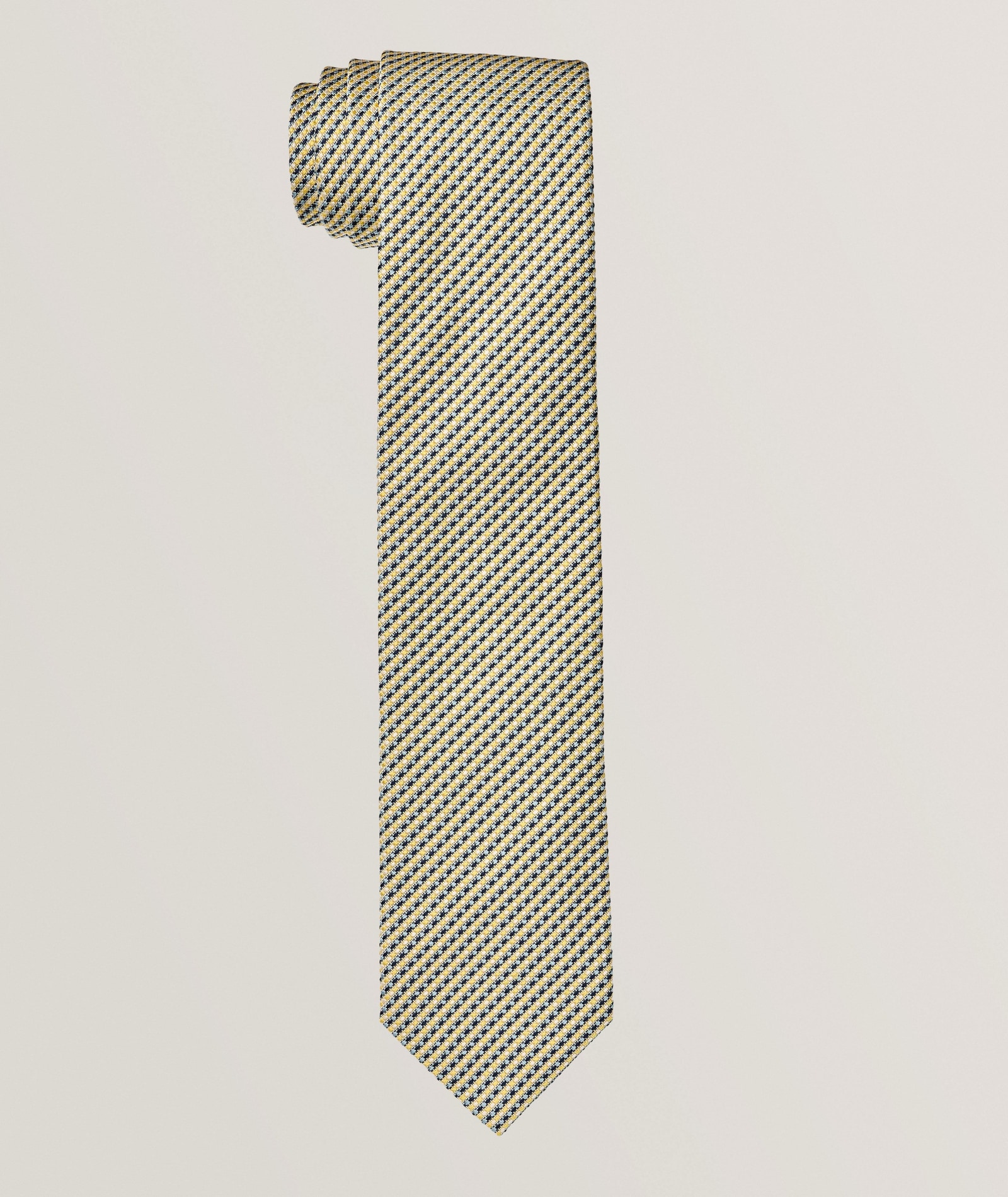 Altea Neat-Stripe Silk-Cotton Tie in Yellow, image 1 of 1 from Harry Rosen