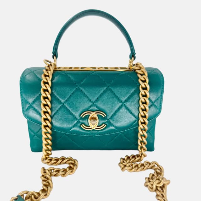 Chanel Green Spirit Top Handle Crossbody Bag in Green Lambskin from SparklesnDreams, photo 1 of 1