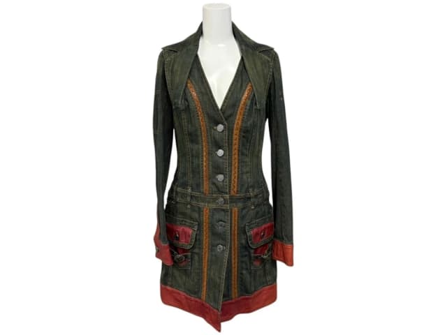 Dior Denim Jacket Black Green Red Cotton Polyurethane in Black Denim from The Reluxe, photo 1 of 1