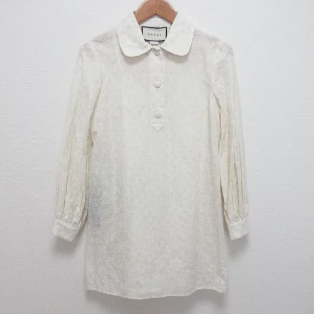 Gucci GG Jacquard Pullover Tunic Blouse White Sweater in White from The Reluxe, photo 1 of 1