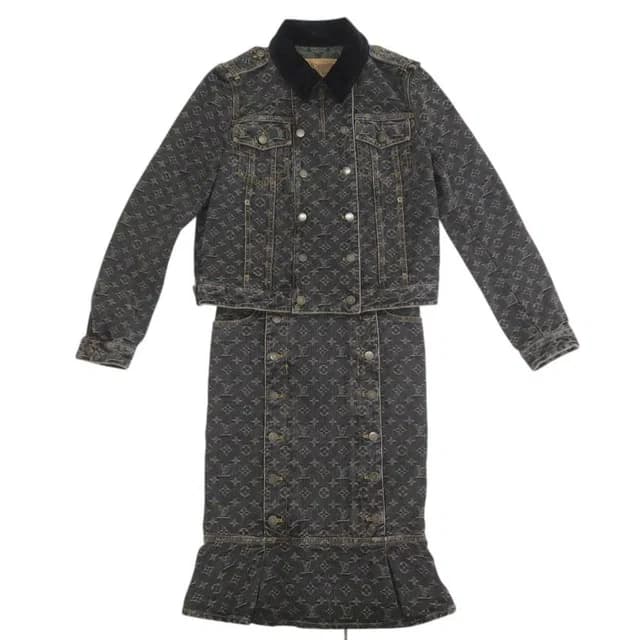 Louis Vuitton Monogram Denim Cotton Black Jacket & Skirt Set in Black Denim from The Reluxe, photo 1 of 1