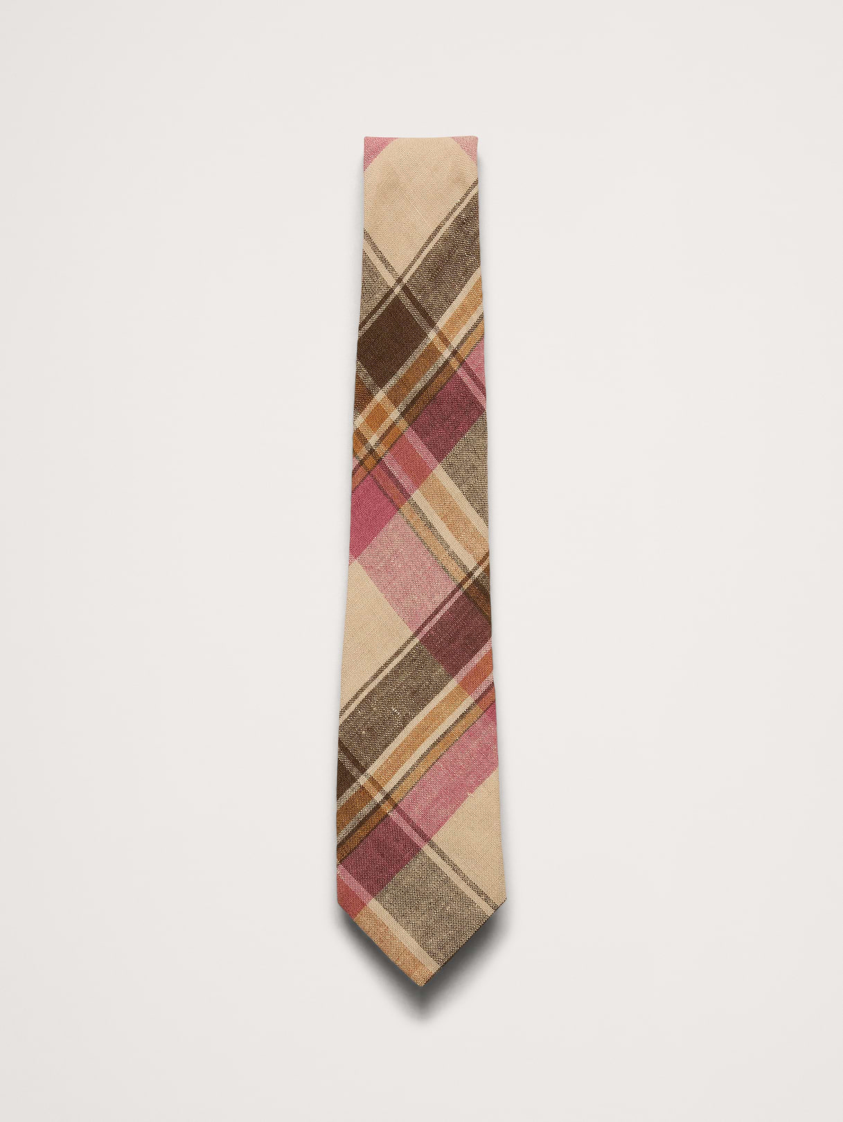 Banana Republic Plaid Linen Tie in Warm Plaid, image 1 of 1 from Banana Republic (Canada)