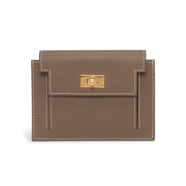 Hermès Madame Calfskin Kelly Pocket Compact Wallet in Etoupe Calfskin from Blue Spinach, photo 1 of 1