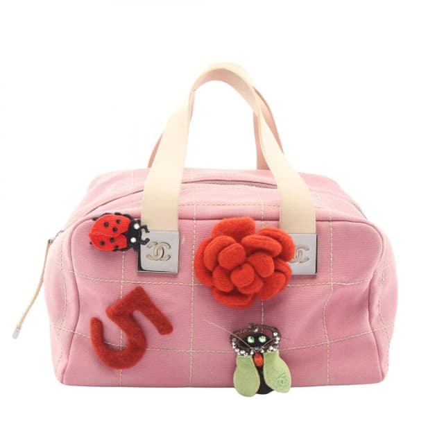 Chanel Choco Bar Camellia Pink Canvas Leather Bar Boston Bag in Pink Canvas from The Reluxe, photo 1 of 1
