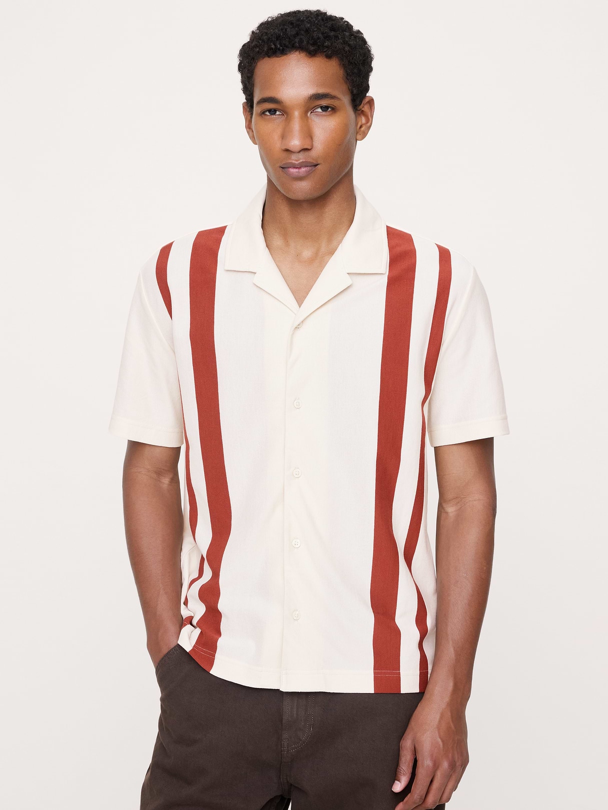 Banana Republic Pique Resort Shirt in Cream White, image 1 of 1 from Banana Republic (Canada)