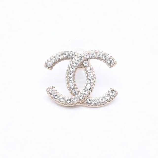 Chanel Single Earrings CC Logo Rhinestone Pierced Gold in Gold from The Reluxe, photo 1 of 1