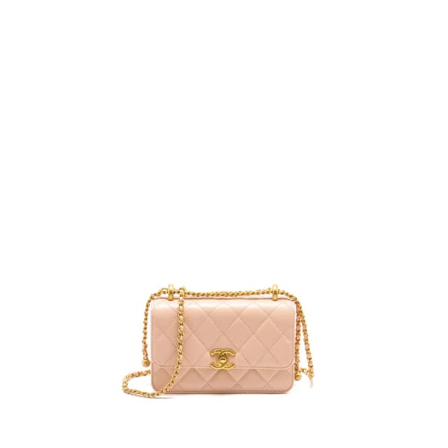 Chanel Gold Crush Mini Flap Bag Calfskin Light Pink GHW (microchip) in Pink Calfskin from EMIER, photo 1 of 1