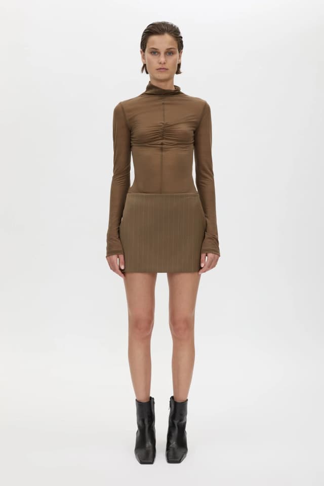 C&M CAMILLA AND MARC SALE Maxim Straight Line Mini Skirt in cinnamon, image 1 of 1 from Camilla and Marc