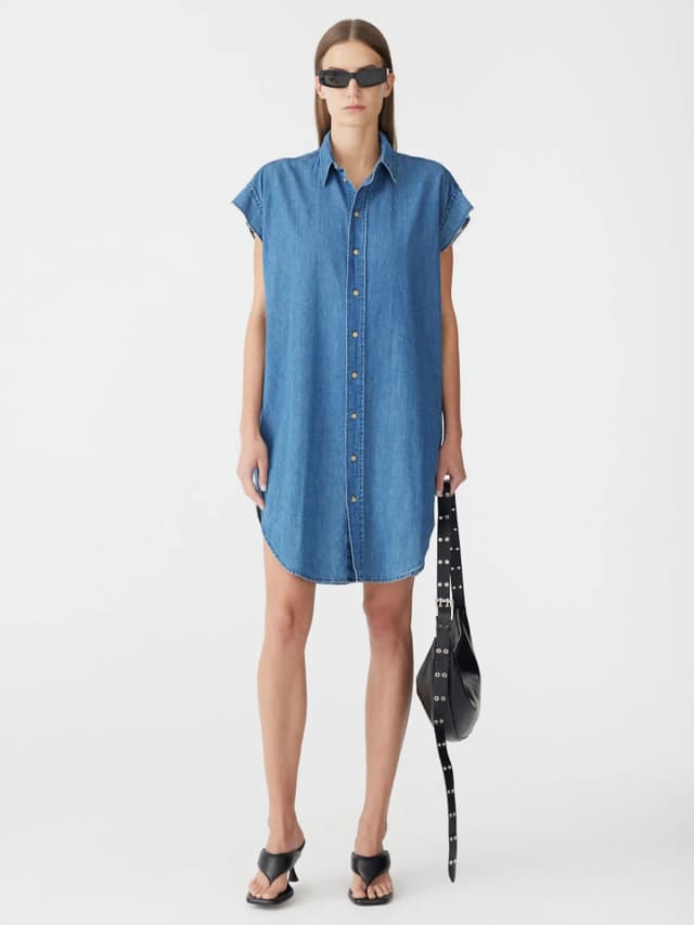 Bassike Organic Denim Sleeveless Dress, image 1 of 1 from bassike