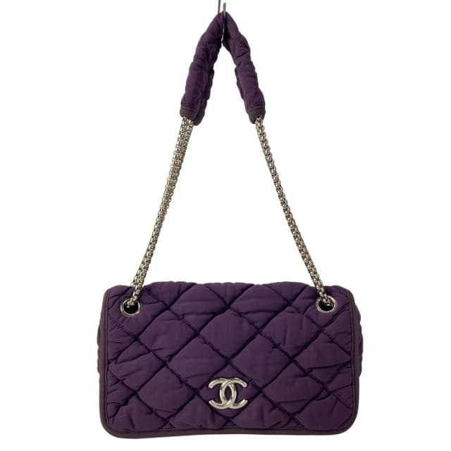 Chanel Shoulder Bag Bubble Quilt Purple Flap Chain Silver in Purple from The Reluxe, photo 1 of 1