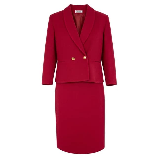 Saint Laurent Eh6 Set Skirt Tailored Jacket Gold Button Double Knit Wool in Gold Wool from The Reluxe, photo 1 of 1