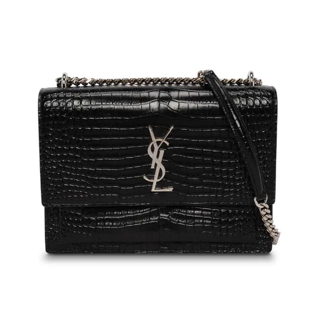 Saint Laurent Croc Embossed Medium Sunset Bag in Black Crocodile from Blue Spinach, photo 1 of 1