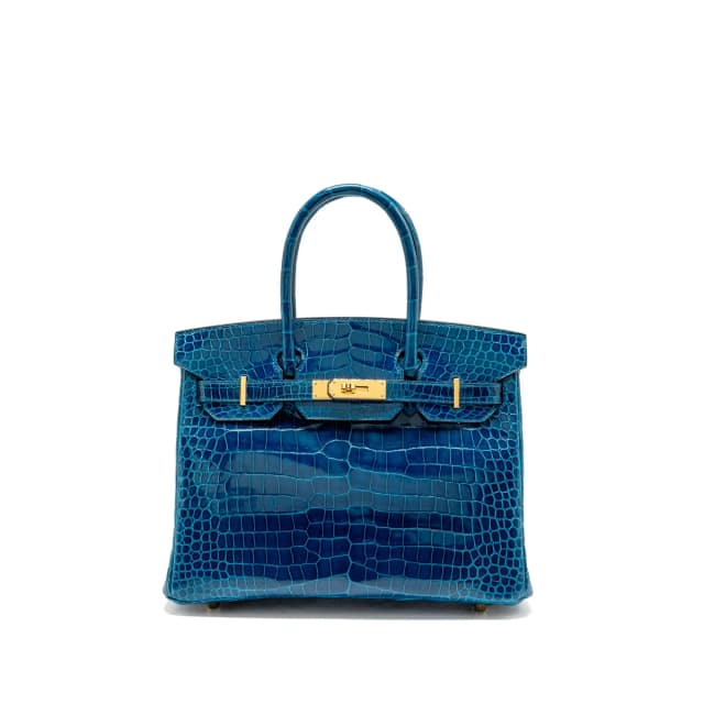 Hermès birkin 30 shiny crocodile porosus 7w bleu izmir GHW stamp A in Blue Crocodile from EMIER, photo 1 of 1