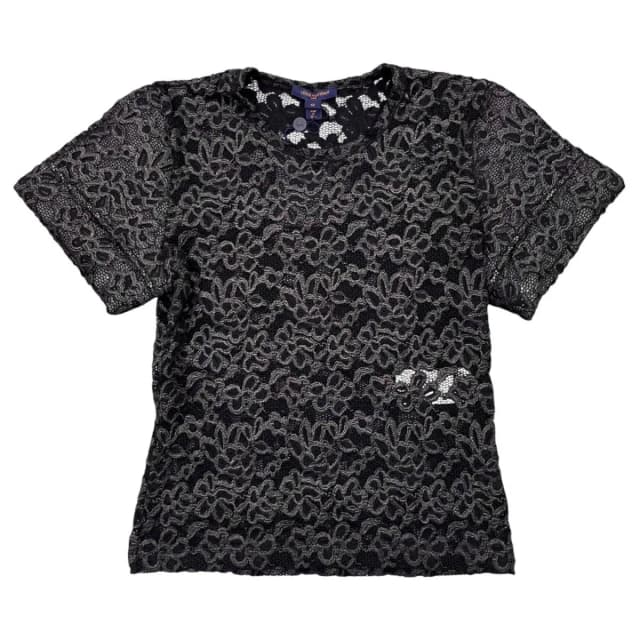 Louis Vuitton Short Sleeve Shirt Floral Lace Flower Black 42 in Black Nylon from The Reluxe, photo 1 of 1