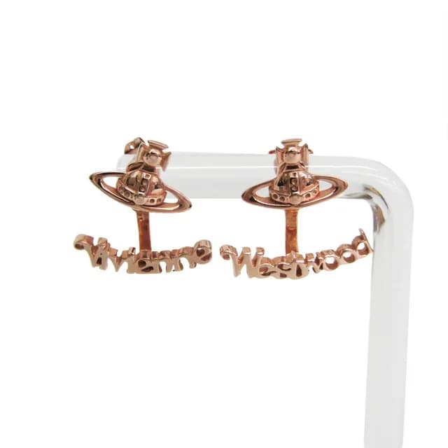Vivienne Westwood Orb Logo Metal Stud Earrings Pink Gold in Pink gold Metal from Elady, photo 1 of 1