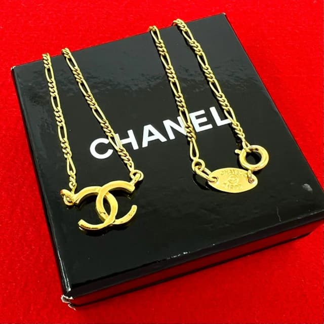 Chanel With Vintage CC Logo Motif Necklace Gold in Gold from The Reluxe, photo 1 of 1