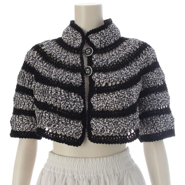 Chanel 09P Cotton Cape Bolero Poncho Jacket Black White 38 in Black from The Reluxe, photo 1 of 1