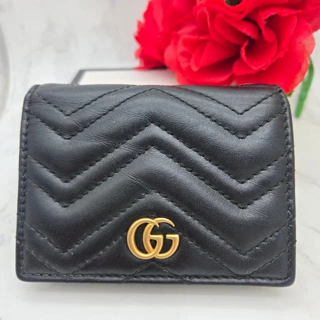Gucci Bifold Wallet GG Marmont Quilted Black in Black Leather from The Reluxe, photo 1 of 1