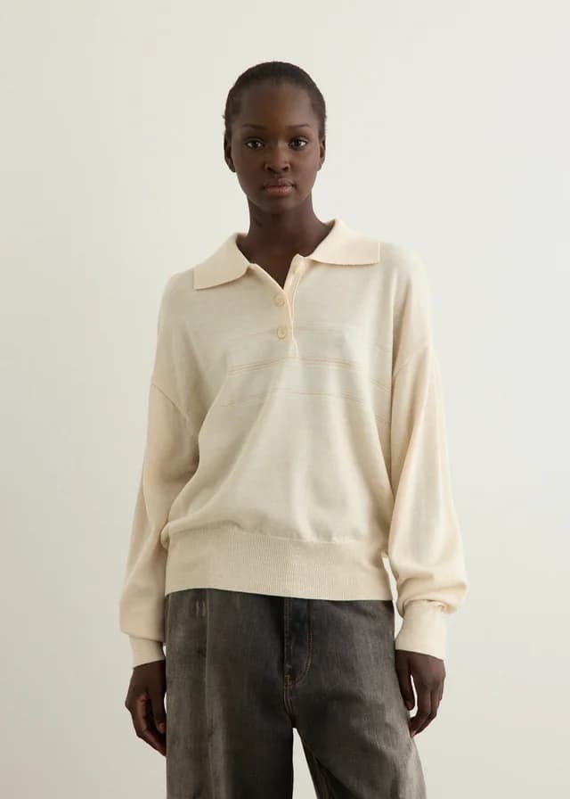 Low Classic Incu Exclusive Multi Stripe Pique Knit Top in BEIGE, image 1 of 1 from Incu