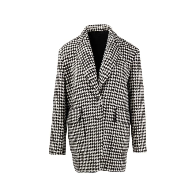 Max Mara Size 40 Houndstooth Jacket Virgin Wool Black/White in Black Wool from EMIER, photo 1 of 1