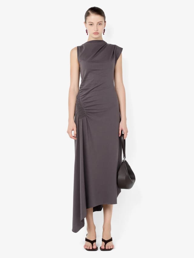 Bec&Bridge EMA ASYM DRESS - WASHED CHOC, image 1 of 1 from BEC + BRIDGE