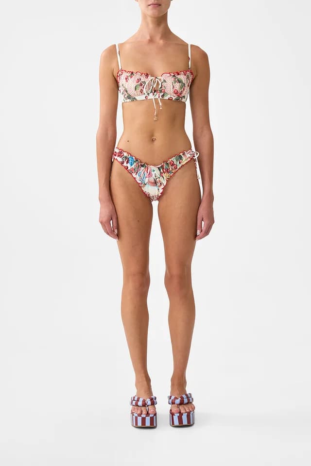 Camilla eBoutique RUCHED SKIMPY BIKINI BOTTOM WITH TIE SIDES NOTES FROM THE ROAD, image 1 of 1 from CAMILLA