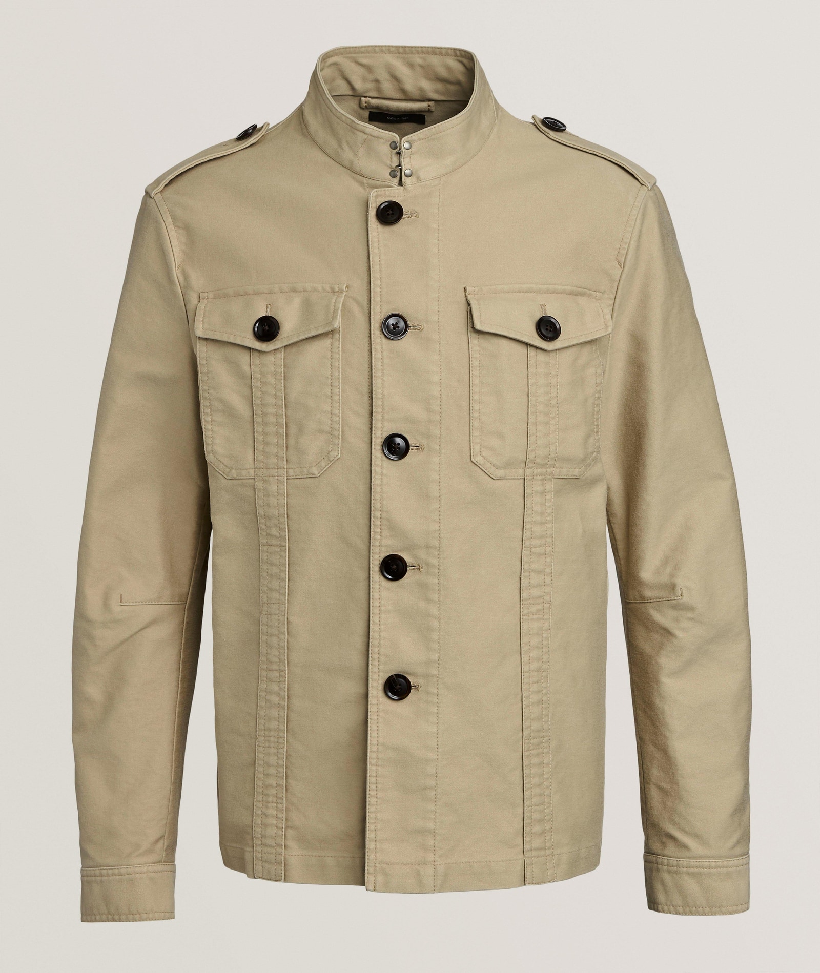 TOM FORD Brushed Cotton Satin Overshirt in Beige Cotton & Cotton Blends, image 1 of 1 from Harry Rosen