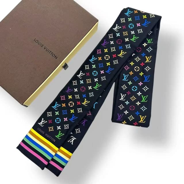 Louis Vuitton Twilly Scarf Silk Bandeau Monogram Multicolor in Multicolor Silk from The Reluxe, photo 1 of 1